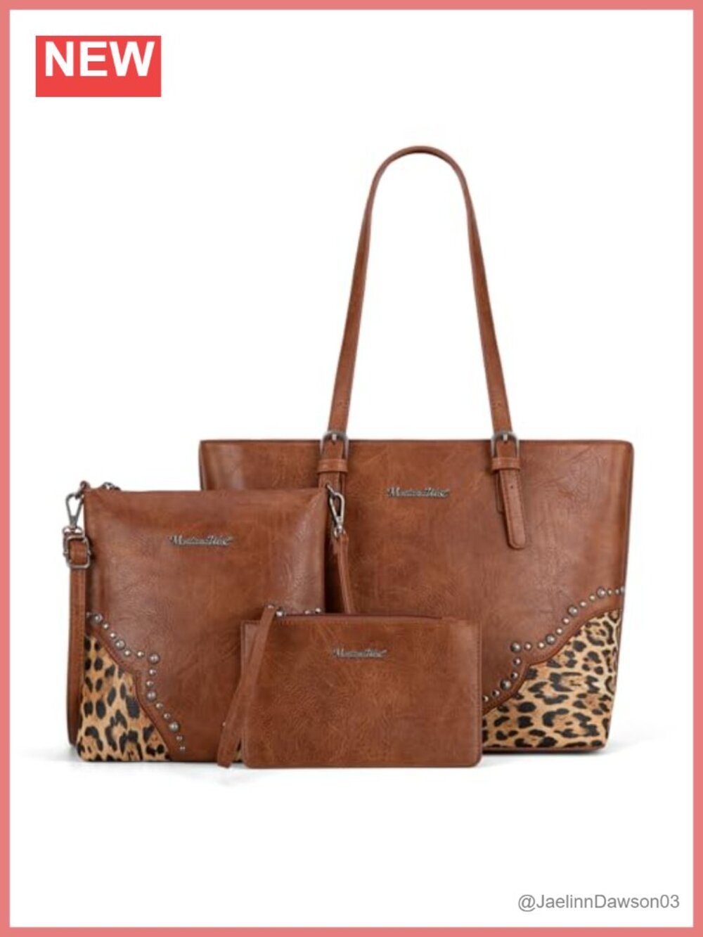 Montana West 3Pc Tote Crossbody Wallet Set Western Studded Purse
